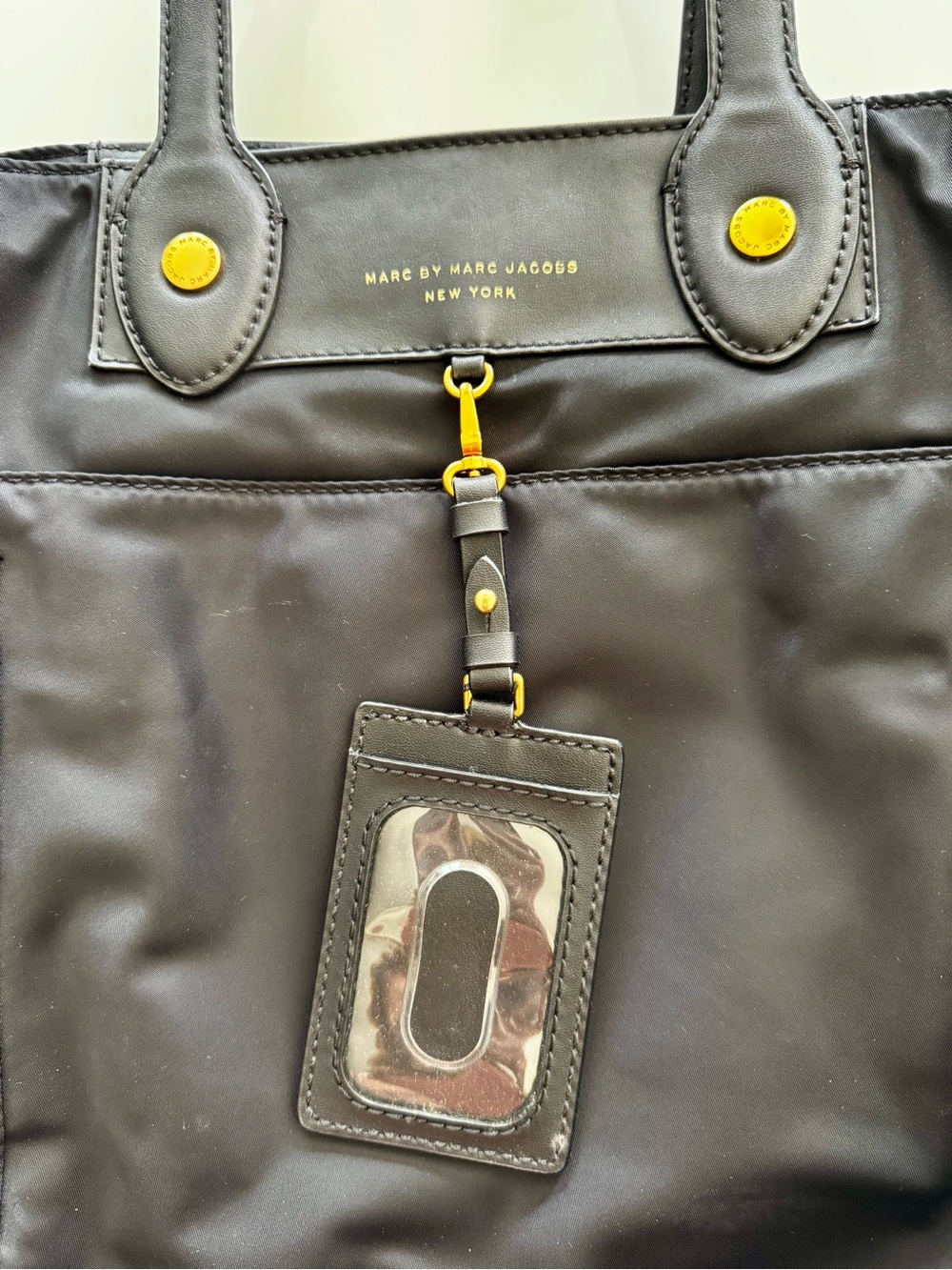 Marc by Marc Jacobs Black Nylon Work Tote Gold Hardware Dual Handle Crossbody - Picture 6 of 8